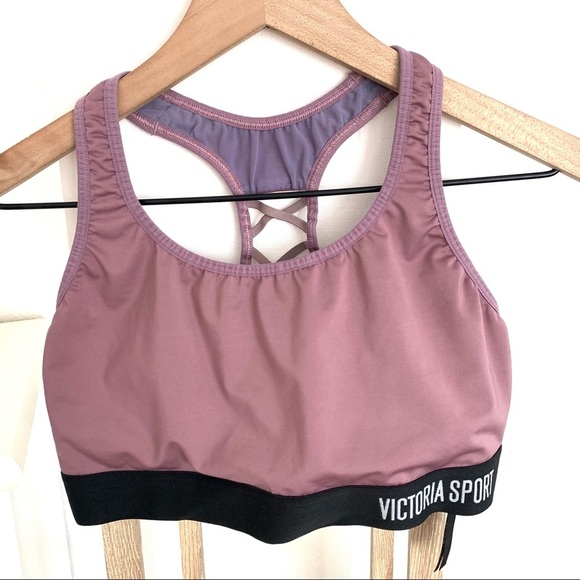 Victoria's Secret Sport Mauve Lace Back Logo The Player Sport Bra Size Large - Picture 1 of 5